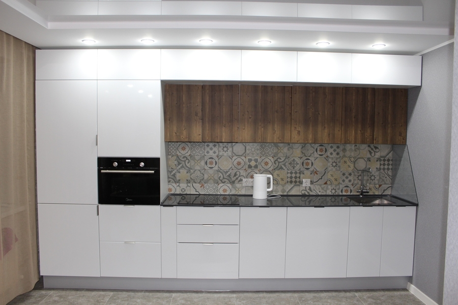 Белый кухонный гарнитур-Кухня из пластика «Модель 432»-фото1