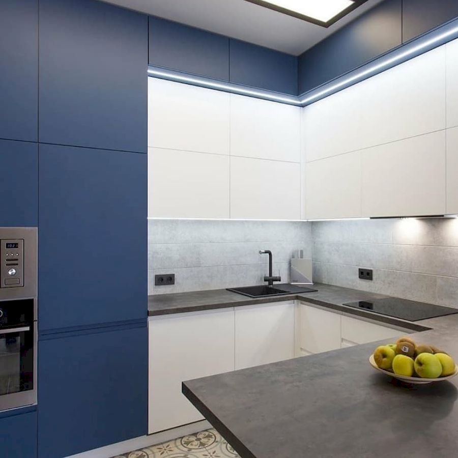 Белый кухонный гарнитур-Кухня МДФ в эмали «Модель 678»-фото2