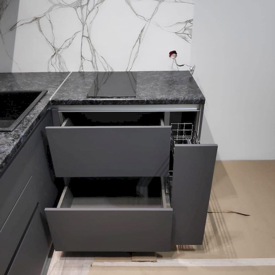 Высокие кухни под потолок-Кухня МДФ в ПВХ «Модель 673»-фото5