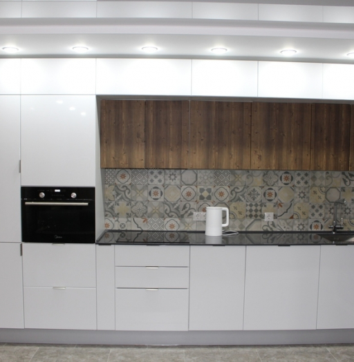 Белый кухонный гарнитур-Кухня из пластика «Модель 432»-фото2