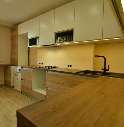 Белый кухонный гарнитур-Кухня из пластика «Модель 369»-фото5