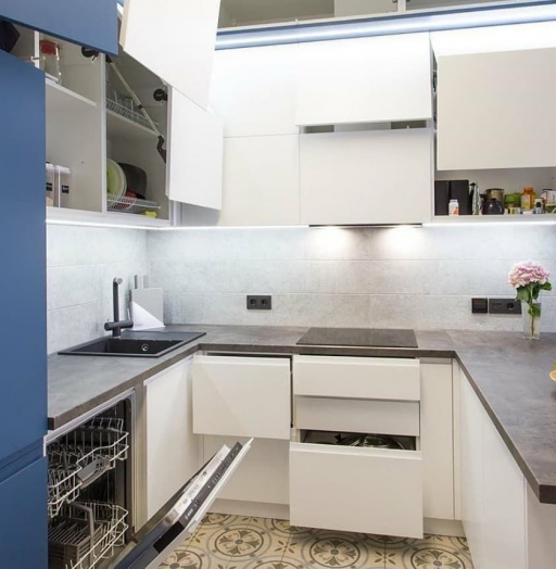 Белый кухонный гарнитур-Кухня МДФ в эмали «Модель 678»-фото6